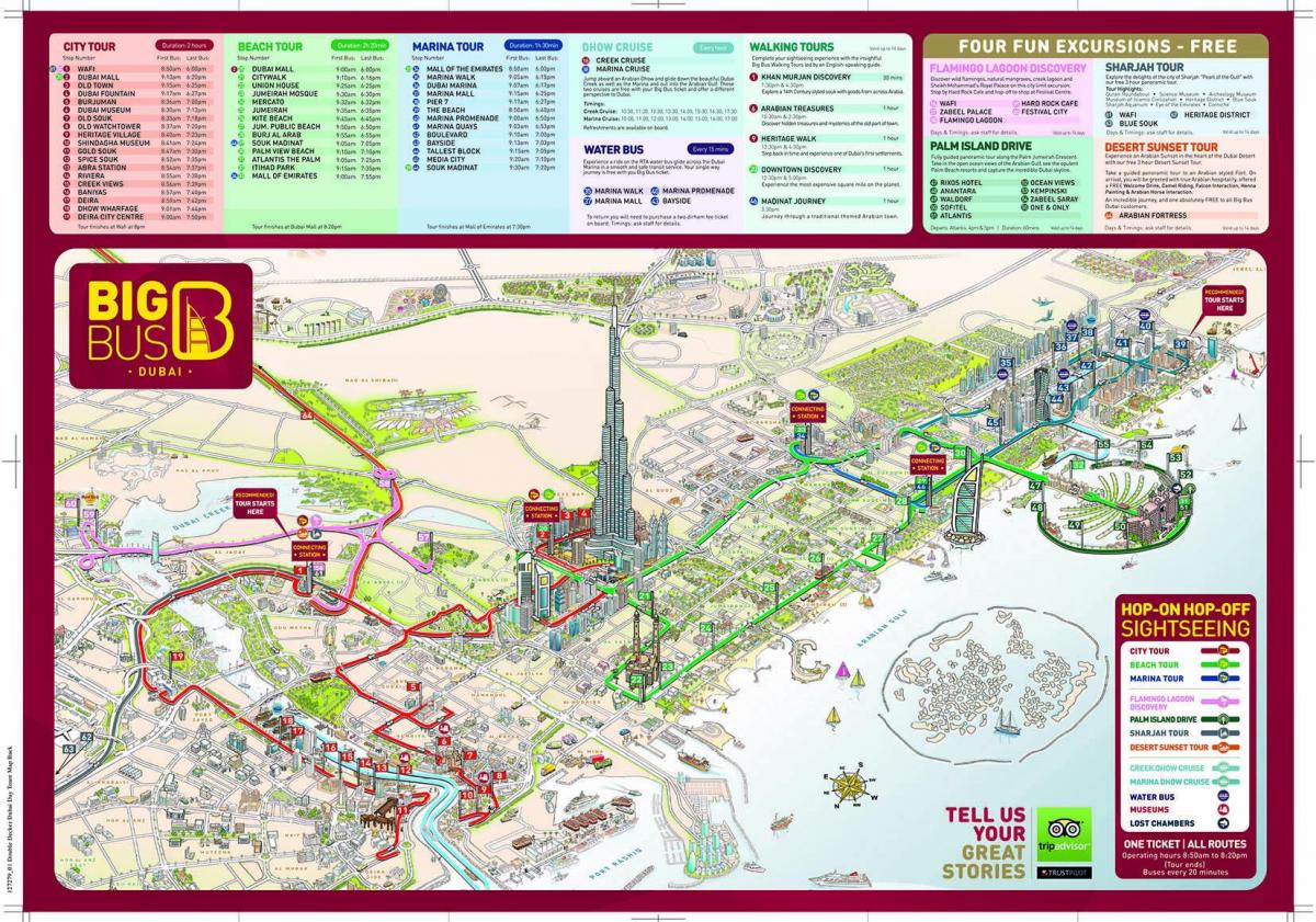 big red bus Dubai Karte
