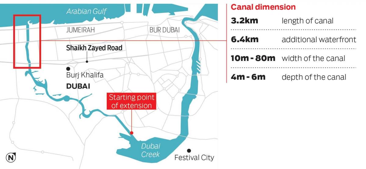 Karte von Dubai-Kanal