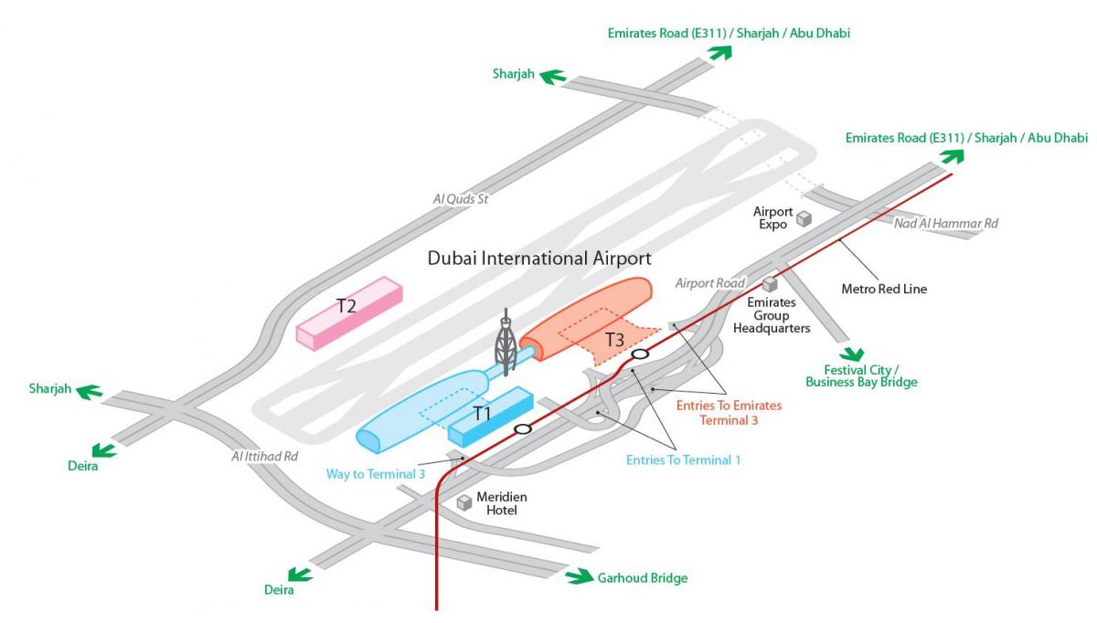dxb airport Landkarte