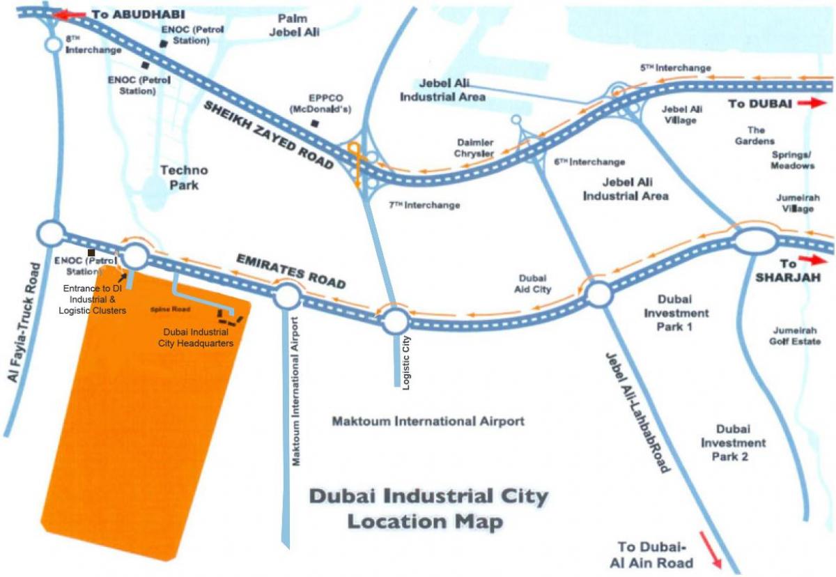 Karte von Dubai industrial city