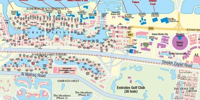 Dubai marina Landkarte mit Gebäude-Namen