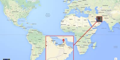Dubai auf einer Weltkarte